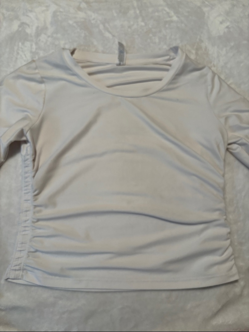 all in motion White Long Sleeve Ruched Side Tee